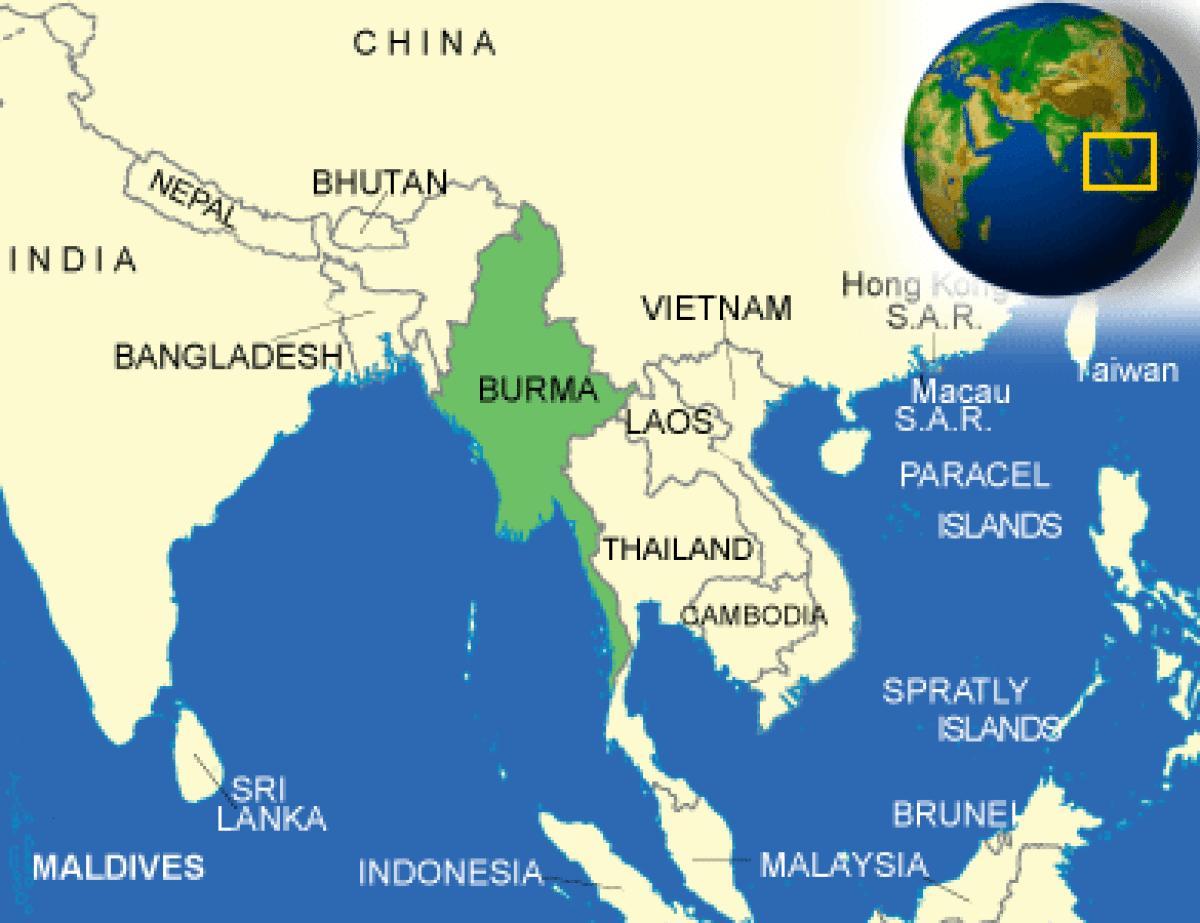 Burma eller Myanmar kart