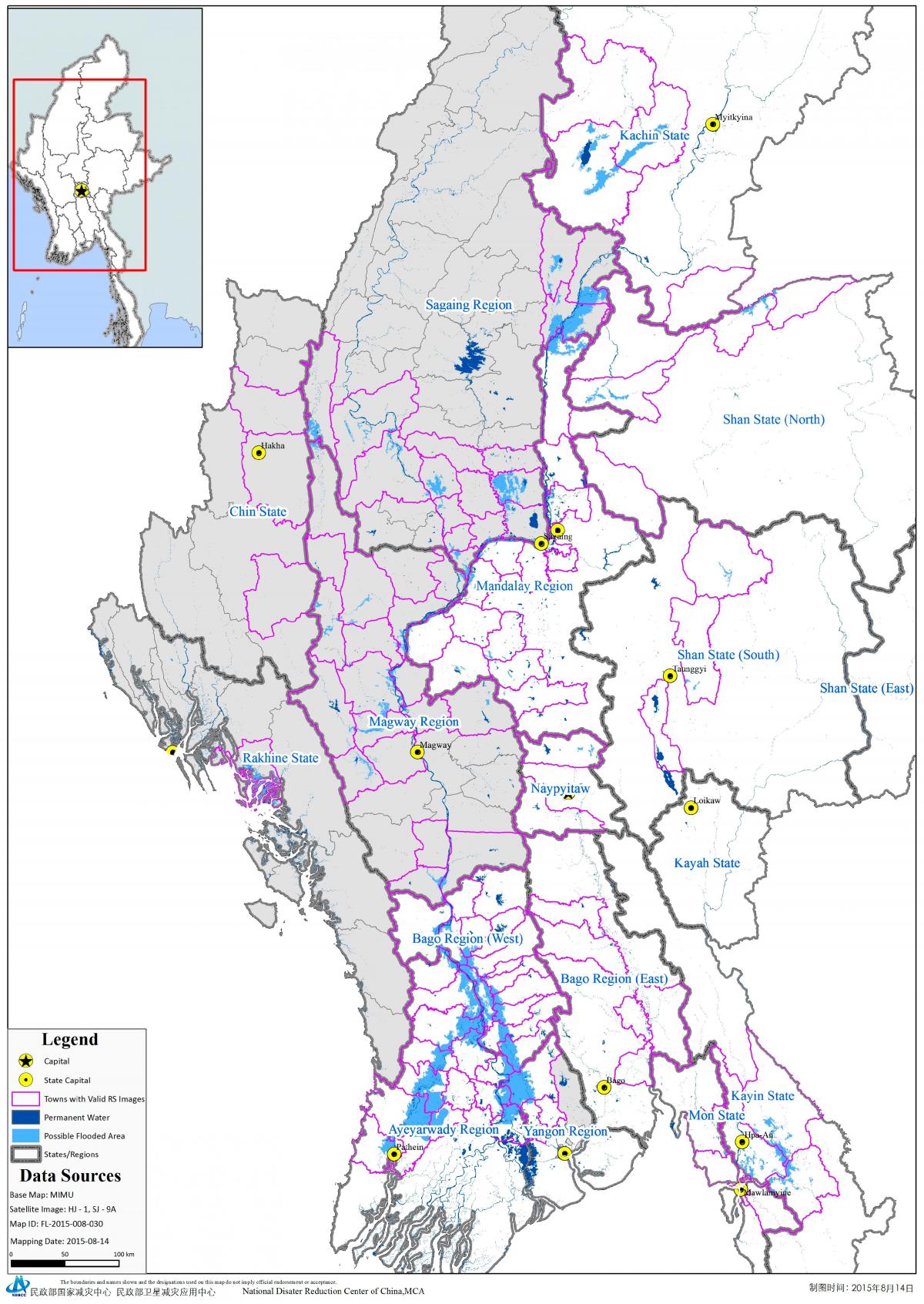 Kart over mimu Myanmar