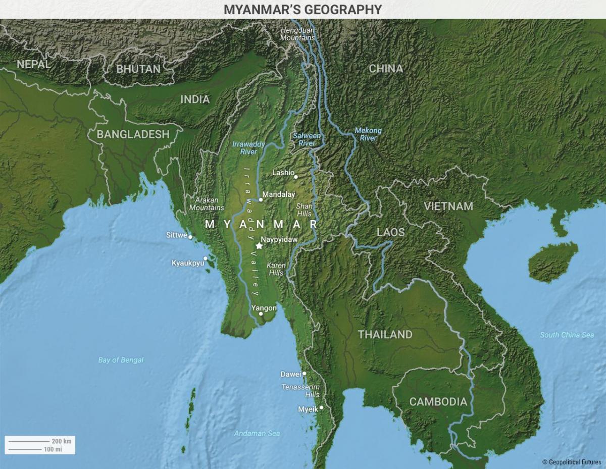 Burma geografi kart