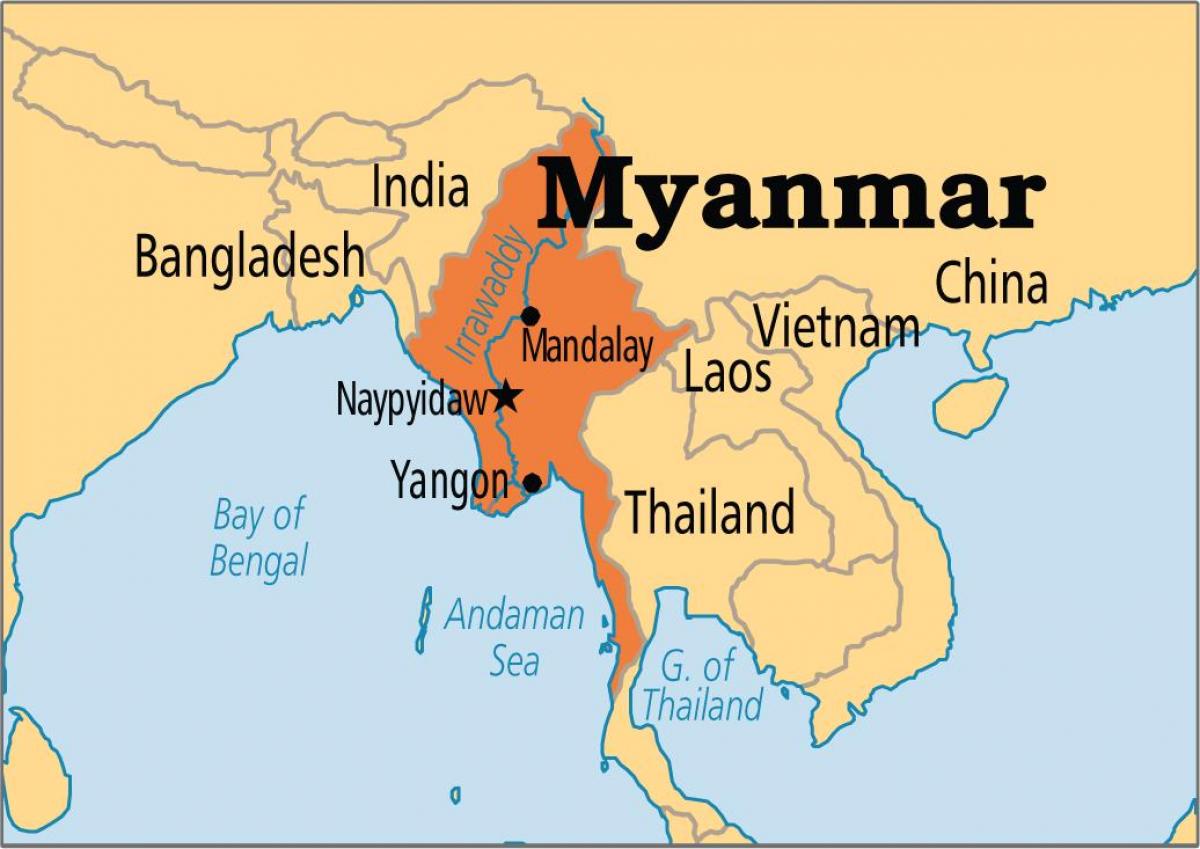 plasseringen av Myanmar i verden kart