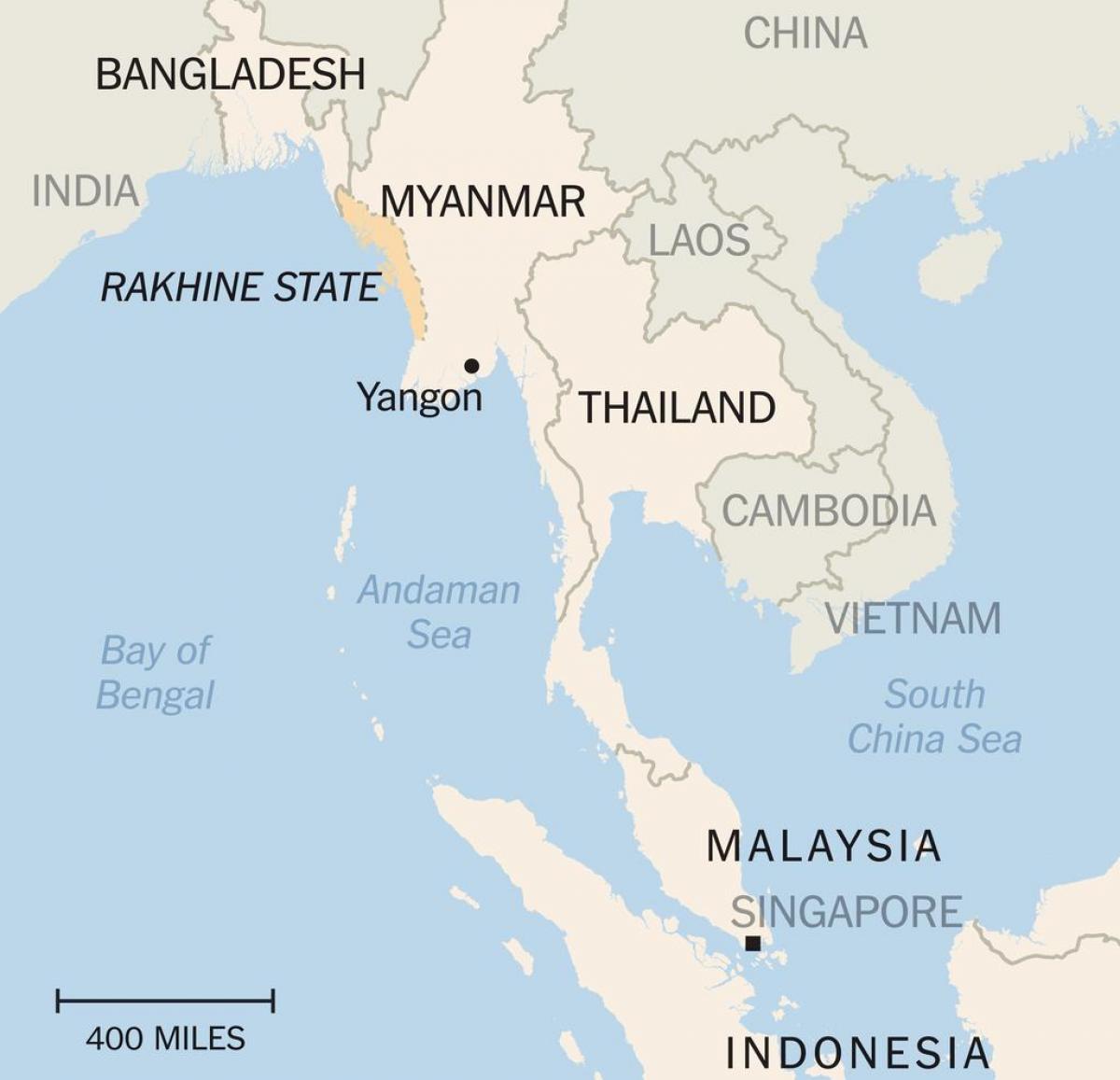 rakhine-provinsen staten Myanmar kart