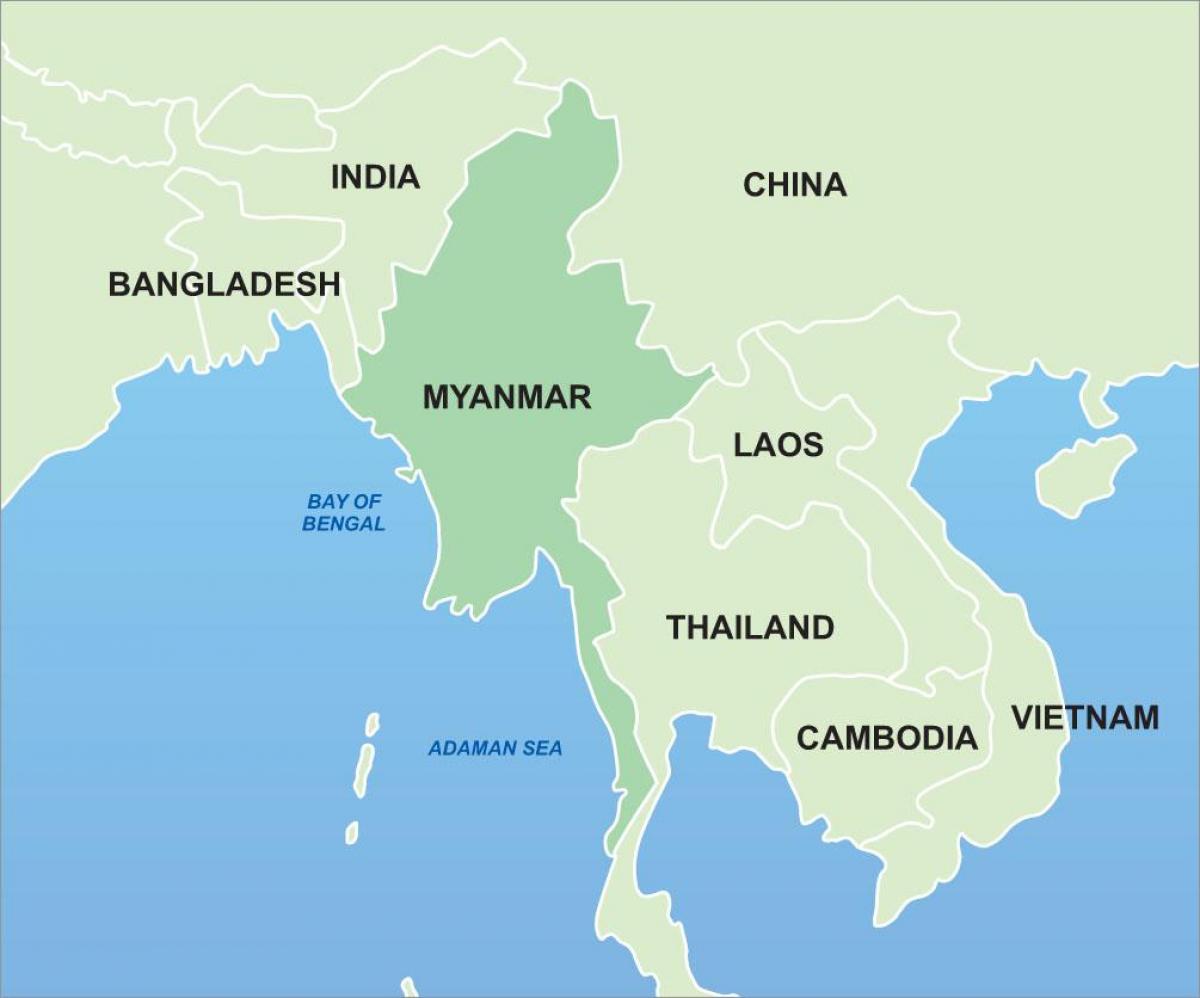 Myanmar på kartet av asia