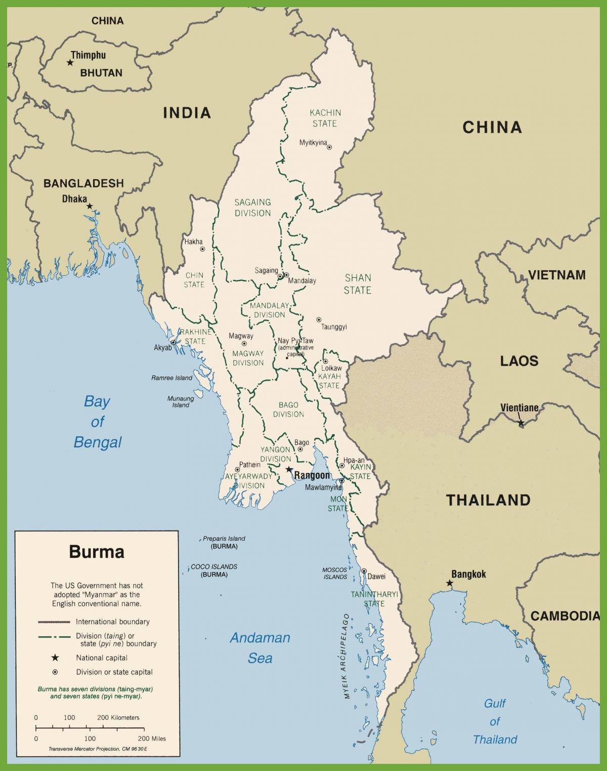 Burma politiske kartet