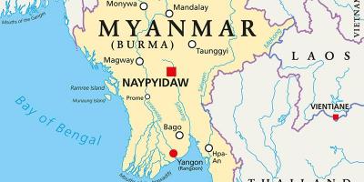 Myanmar landet kart