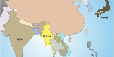 Myanmar i verden kart
