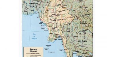 Kart over Myanmar med byer