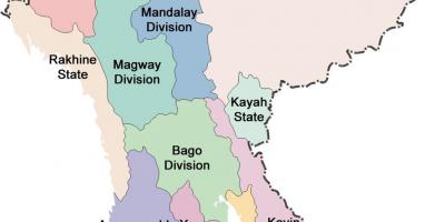 Myanmar kart og stater